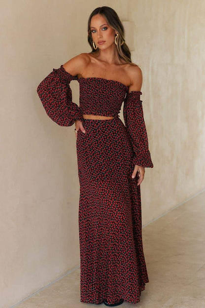 Lizbeth Maxi Skirt - Black Floral - SHOPJAUS - JAUS