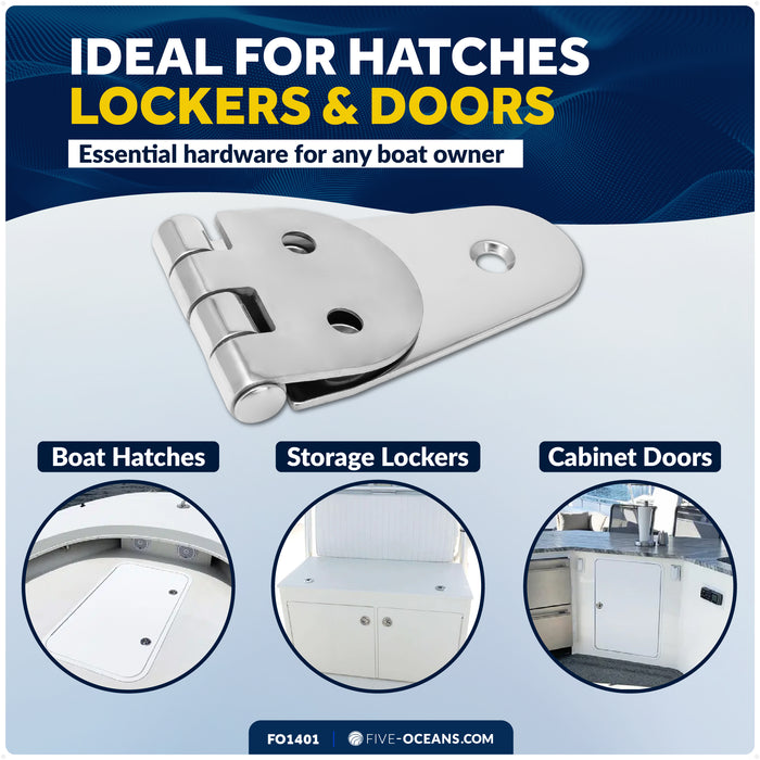Hatch Hinge 4-1/16" x 1-1/2", AISI 316 Stainless Steel - FO1401 - Five Oceans
