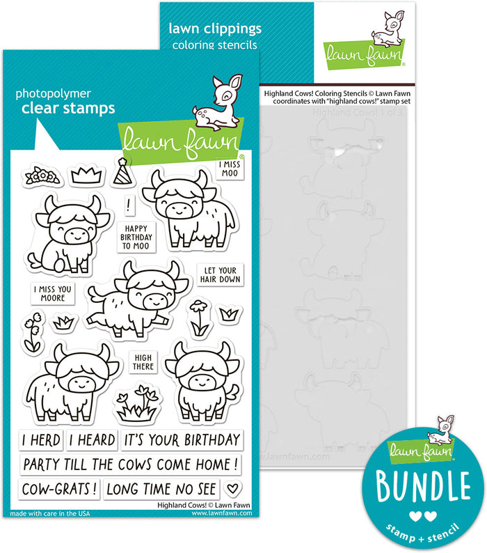 highland cows! (stamp+coloring stencil bundle)