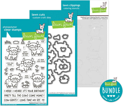 highland cows! (stamp+die+coloring stencil bundle)