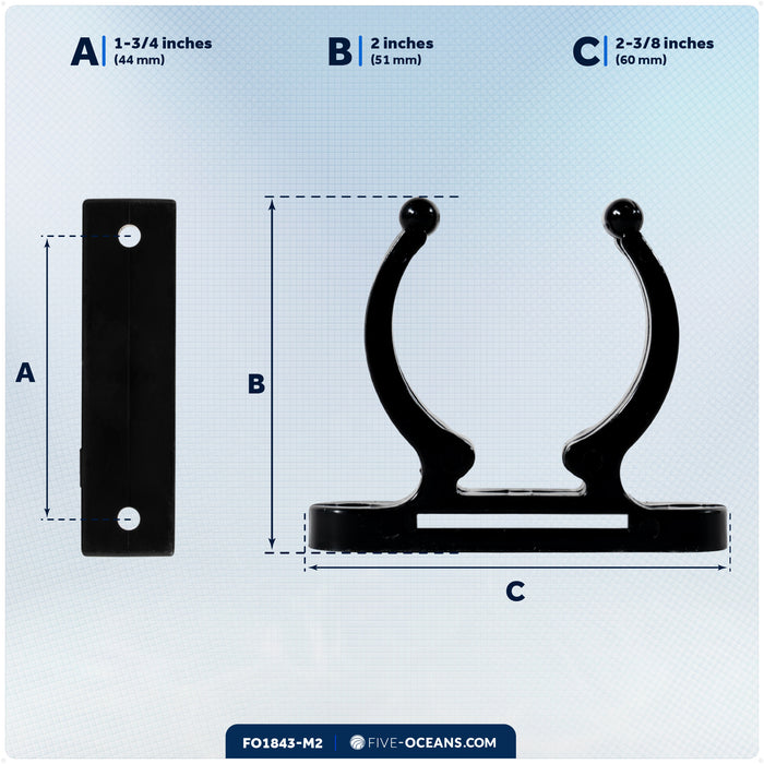 Hook Holder Clip for Up to 1-1/2" Tube Dia., 2-Pack - FO1843-M2 - Five Oceans