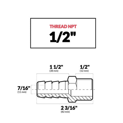 Hose Barb Fitting Connector Adapter 1/2" NPT Male x 5/8" Hose ID - FO4311 - Five Oceans
