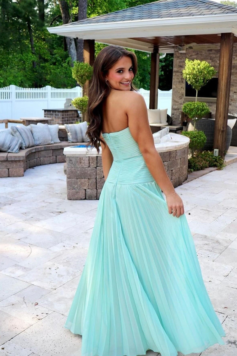 Hot Pink Sweeheart Cutout Pleated Long Party Dress