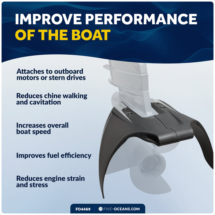 Hydrofoil for Outboard Motors 40-250HP, Black - FO4469 - Five Oceans