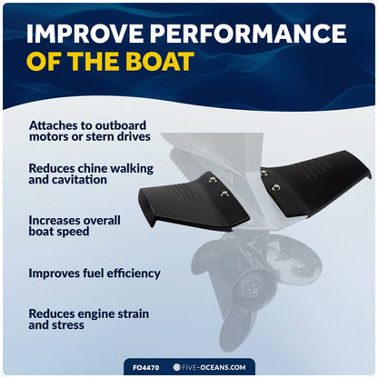 Hydrofoil for Outboard Motors Up to 50HP, Black - FO4470 - Five Oceans