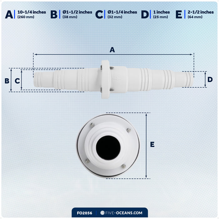 In-Line Check Valve with Stepped Connection 1"-1-1/4"-1-1/2", One-Way Flow - FO2056 - Five Oceans