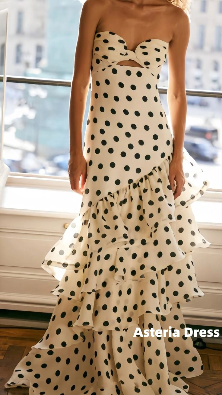 Ivory Bodycon Polka Dots Evening Formal Dress Sweetheart Senior Prom Dresses, AST2325