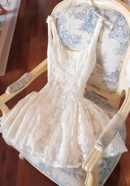 Ivory Lace Homecoming Dresses Mini Party Dress,AST2023