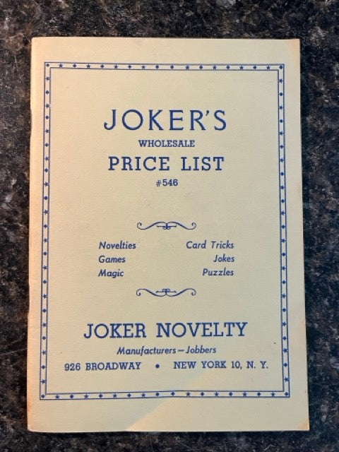 Joker's Wholesale Price List #546 - Joker Novelty