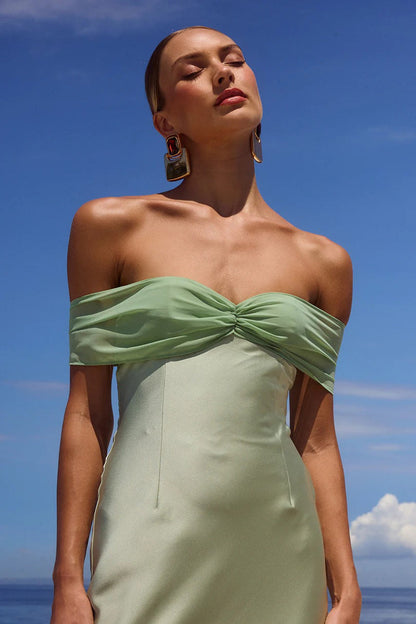 Kadie Off Shoulder Maxi Dress - Key Lime