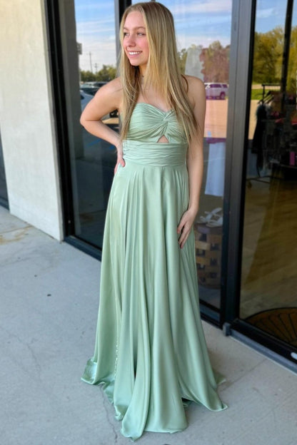 Keyhole Navy Blue Sweetheart A-line Long Formal Dress