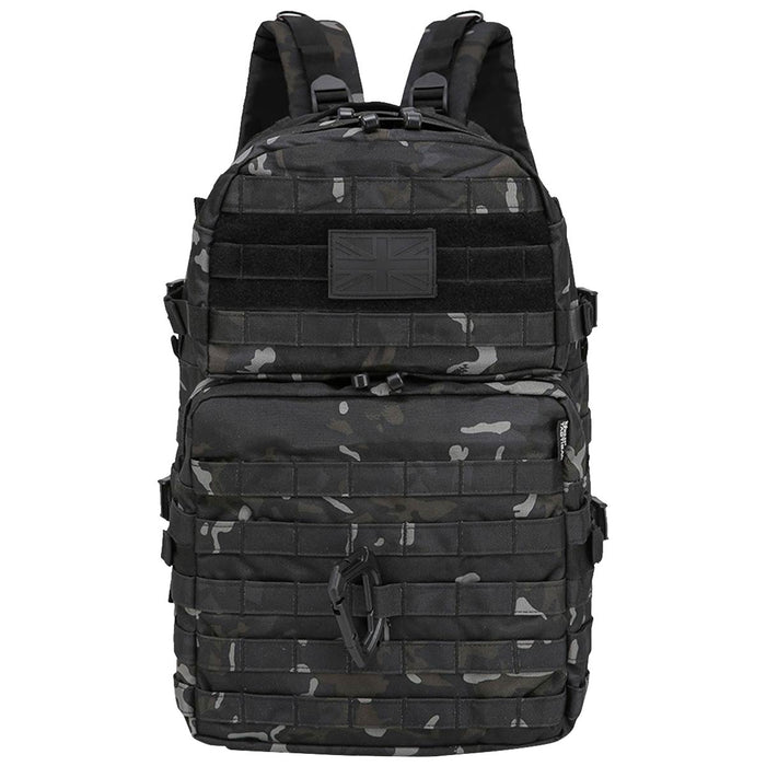 front view of kombat 40l molle btp black assault pack rucksack