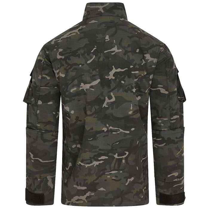 rear of black btp camo kombat acu assault shirt