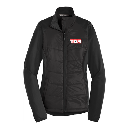 L787 Port Authority® Ladies Hybrid Soft Shell Jacket with embroidered logo