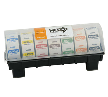 Label Dispenser -7-Slot w/ 7 Removable 1" Day of the Week Label Rolls