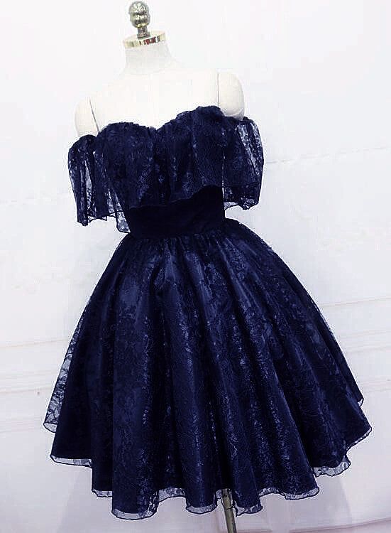 Lace Short Off Shoulder Prom Dress Party Dress, Lace Homecoming Dresses