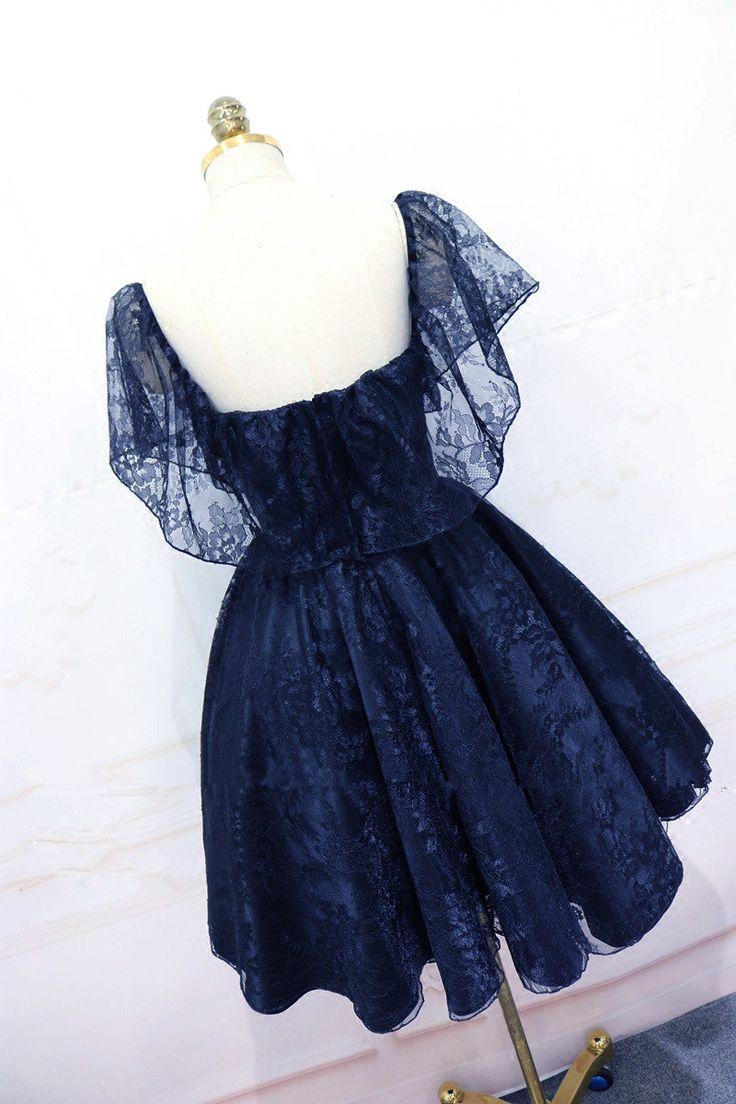 Lace Short Off Shoulder Prom Dress Party Dress, Lace Homecoming Dresses