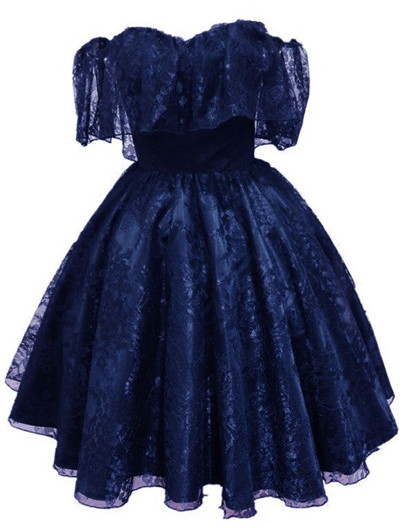 Lace Short Off Shoulder Prom Dress Party Dress, Lace Homecoming Dresses