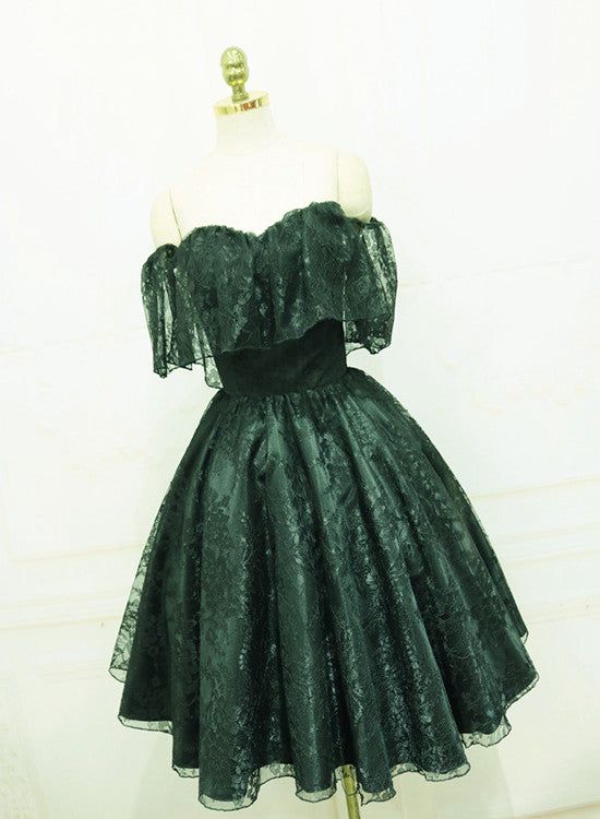 Lace Short Off Shoulder Prom Dress Party Dress, Lace Homecoming Dresses
