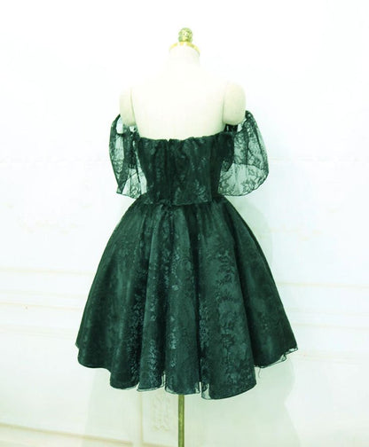 Lace Short Off Shoulder Prom Dress Party Dress, Lace Homecoming Dresses