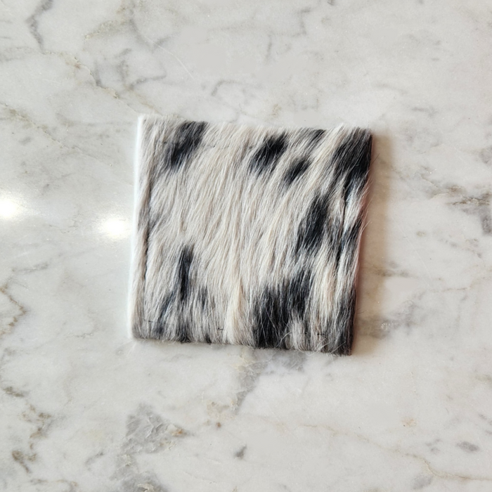 Leather Black/White Spotty Coaster