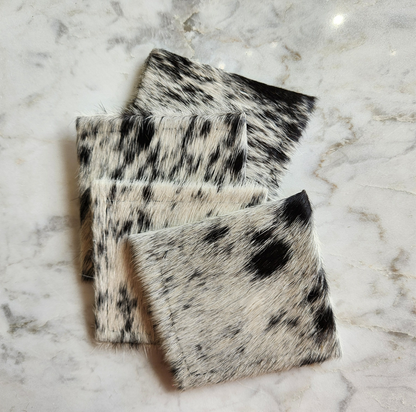 Leather Black/White Spotty Coaster