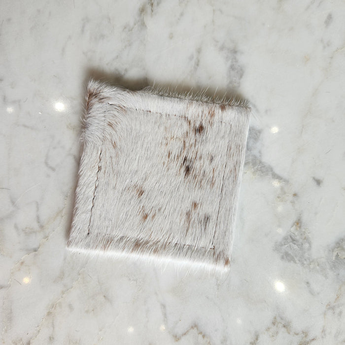 Leather Brown and White Coaster