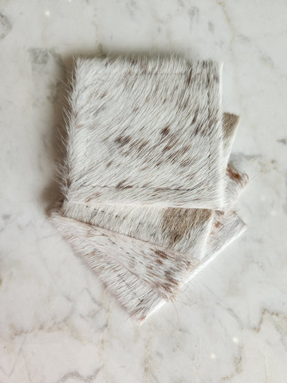 Leather Brown and White Coaster