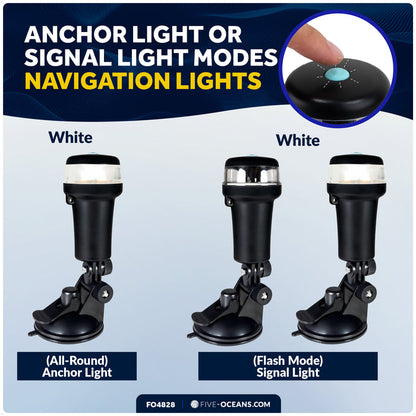 LED Anchor Navigation Light with Suction Cup, Battery-Powered - 2NM - FO4828 - Five Oceans