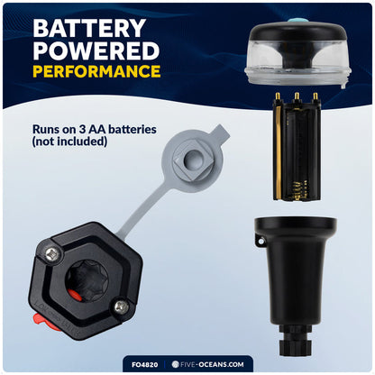 LED Bi-Color Navigation Light, Rail Mount, Battery-Powered - 2NM - FO4820 - Five Oceans