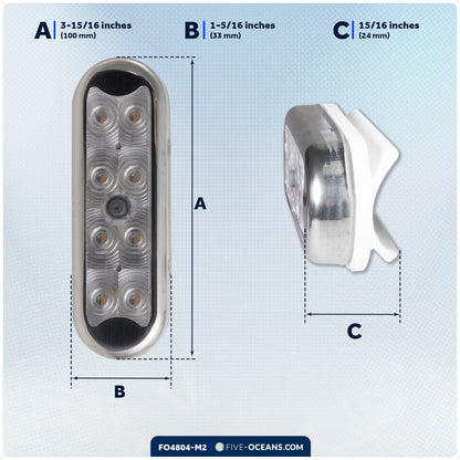 LED Bimini Top Light, Warm White, Surface-Mount Push On/Off Switch, 12V, 2-Pack