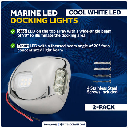 LED Docking Lights, 12V, 2-Pack - FO4600-M2 - Five Oceans