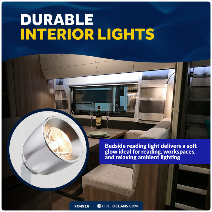 LED Reading Light with USB-C Port, Touch Dimmer, Warm White & Red, Aluminum Housing, 200 LM, 10-28V DC