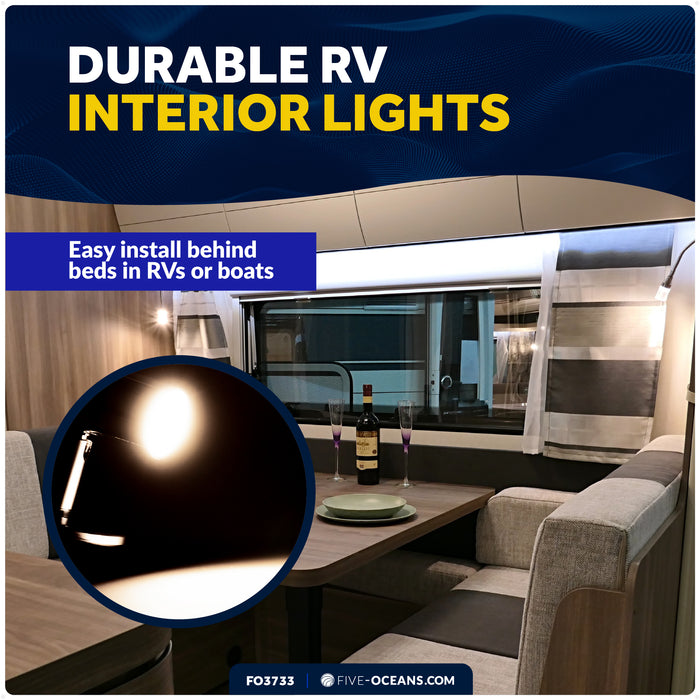 LED Surface-Mount Reading Light, Warm White, High-Quality Chrome Plated Brass, 12-30V - FO3733 - Five Oceans