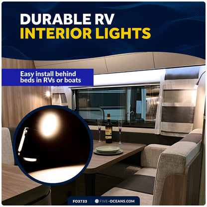 LED Surface-Mount Reading Light, Warm White, High-Quality Chrome Plated Brass, 12-30V - FO3733 - Five Oceans
