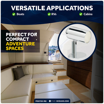LED Surface-Mount Reading Light, Warm White, High-Quality Chrome Plated Brass, 12-30V, 2-Pack - FO3733-M2 - Five Oceans