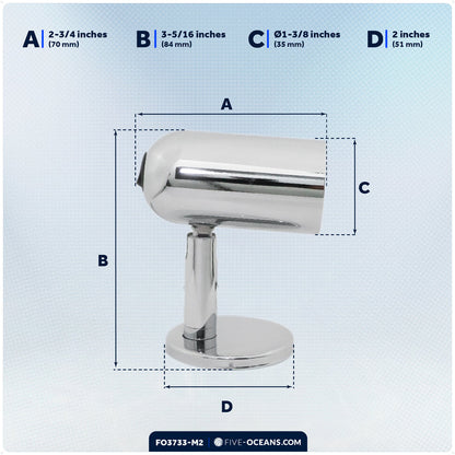 LED Surface-Mount Reading Light, Warm White, High-Quality Chrome Plated Brass, 12-30V, 2-Pack - FO3733-M2 - Five Oceans