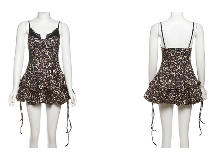 Leopard Print Homecoming Dresses Spaghetti Straps Sexy Birthday Dresses