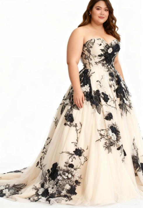Light Champagne A-line Sweetheart Neckline Tulle Applique Wedding Dress, Vintage Long Evening Gown