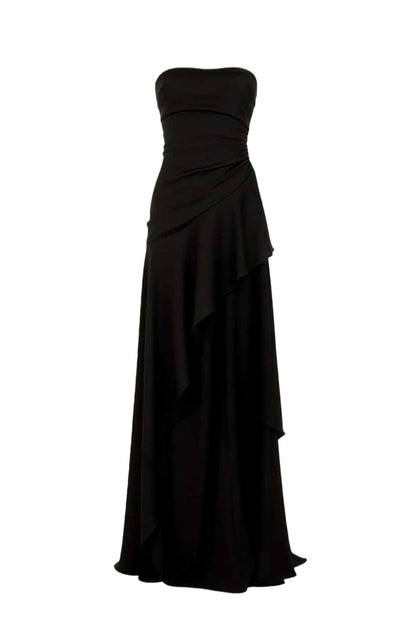 Lime Green Strapless Ruched Slit Dress