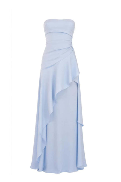 Lime Green Strapless Ruched Slit Dress