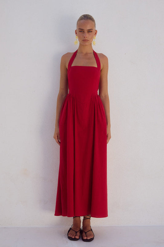 Locklea Midi Dress - Cherry - SHOPJAUS - JAUS