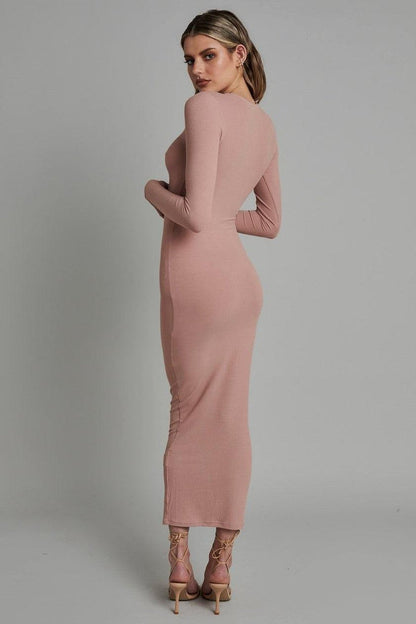 Long Sleeve Maxi Dress - Nude - JAUS