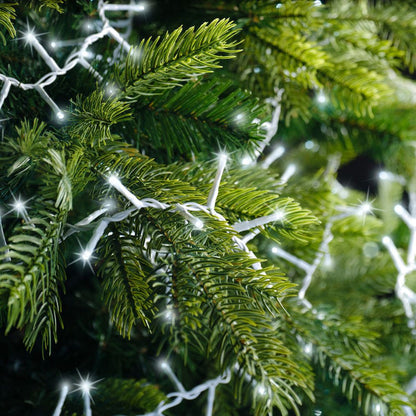 Lumineo Plug In Christmas Lights (Mains Powered) - 1000 Cool White LED String Lights Cool White - White Cable