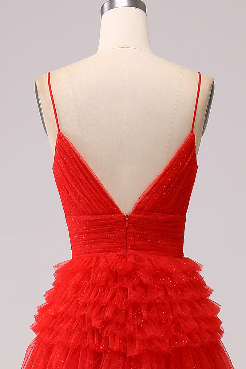 Luminouspaghetti Strap Layered Tulle Comfortable Prom Dress