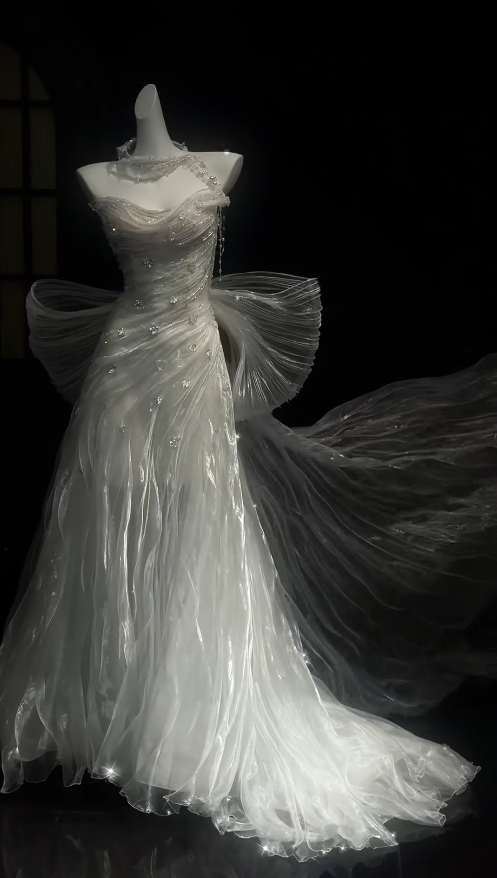 Luxury Strapless Mermaid Long Wedding Dresses Tulle White Bridal Gowns Sleeveless Bridal Dresses