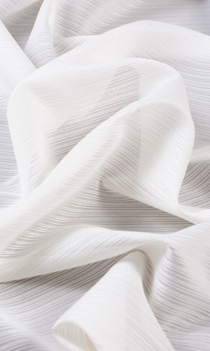 Striped Sheer Curtains (Chiffon White)