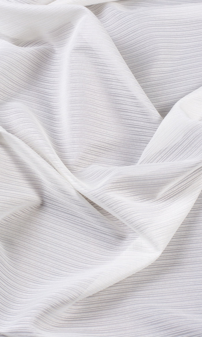 Striped Sheer Curtains / Drapes / Window Drapery Panels (Chiffon White)