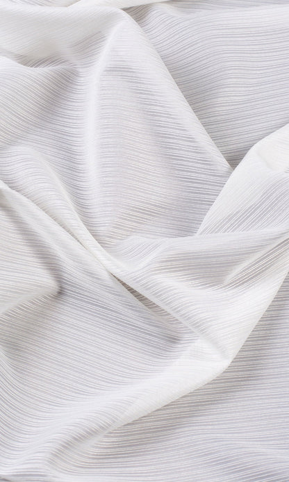 Striped Sheer Curtains / Drapes / Window Drapery Panels (Chiffon White)