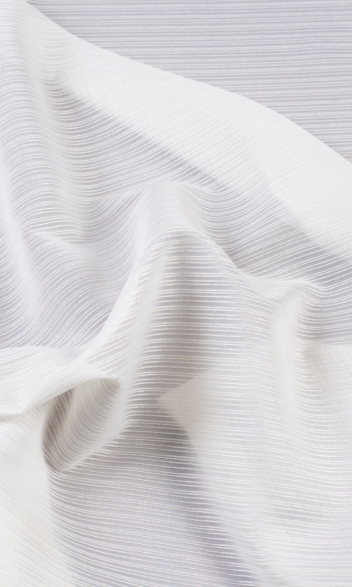 Striped Sheer Any Size Style Curtains (Chiffon White)